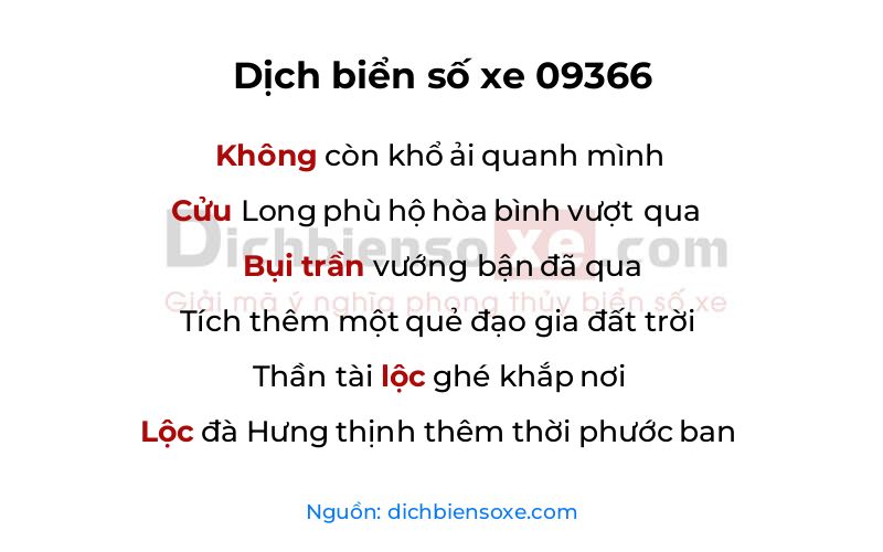 Dịch thơ biển số 09366