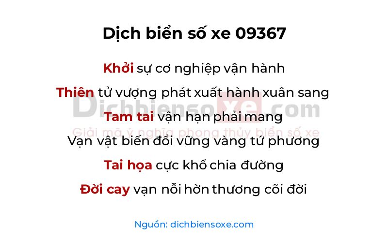 Dịch thơ biển số 09367