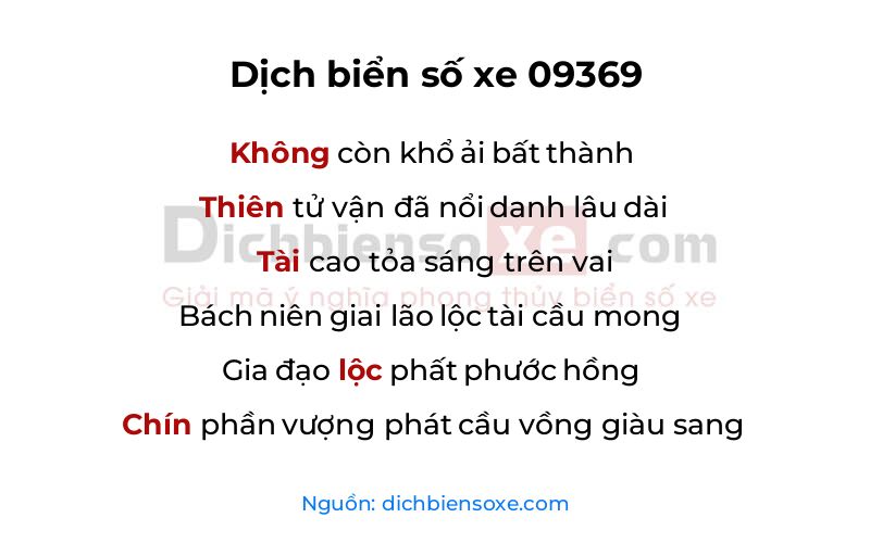Dịch thơ biển số 09369