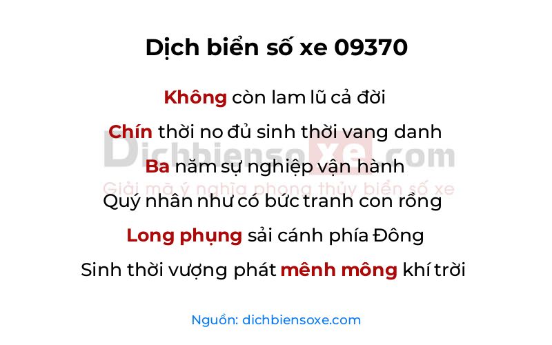 Dịch thơ biển số 09370