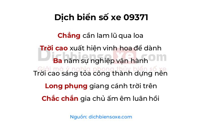 Dịch thơ biển số 09371