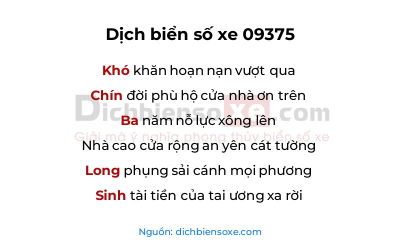 Dịch thơ biển số 09375