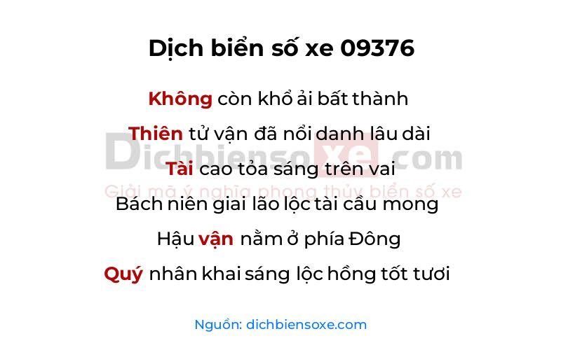Dịch thơ biển số 09376
