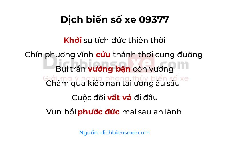 Dịch thơ biển số 09377