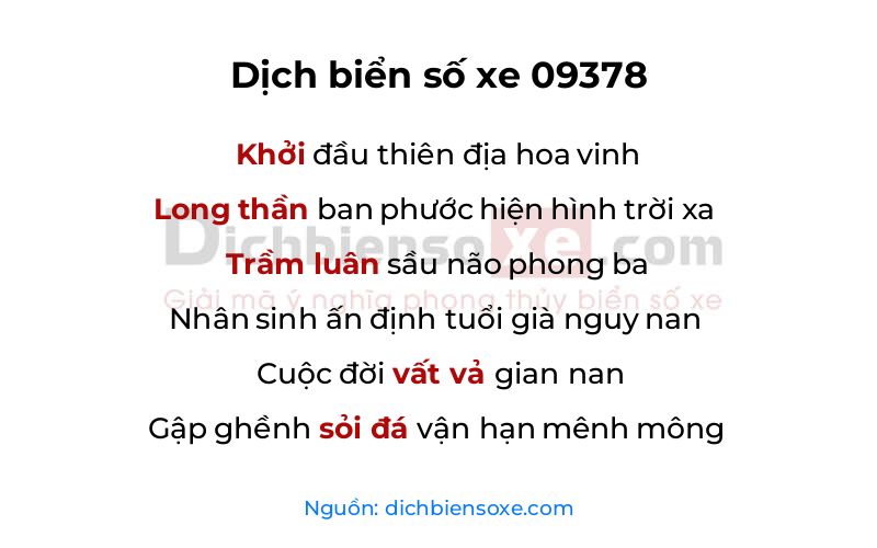 Dịch thơ biển số 09378