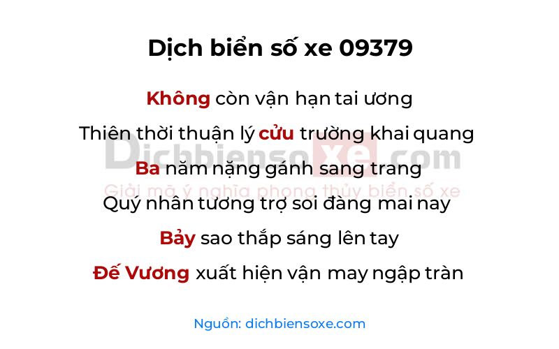 Dịch thơ biển số 09379