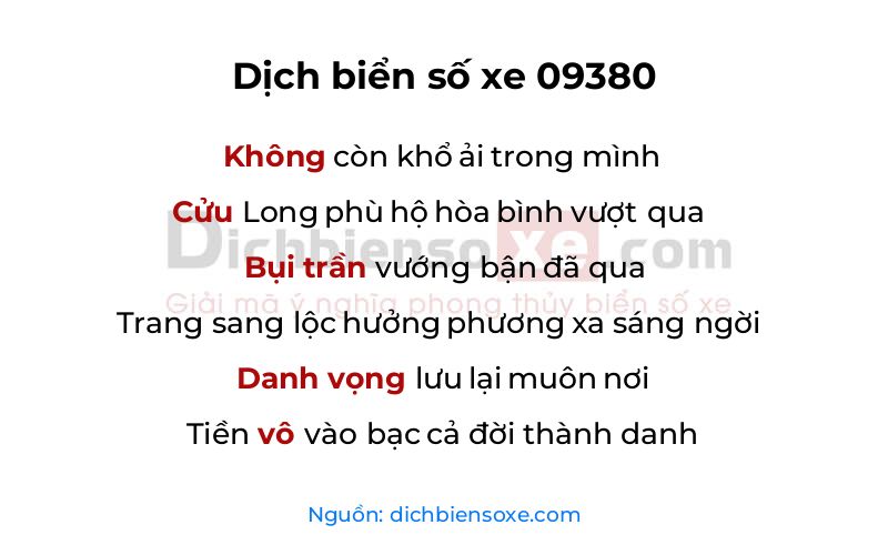 Dịch thơ biển số 09380
