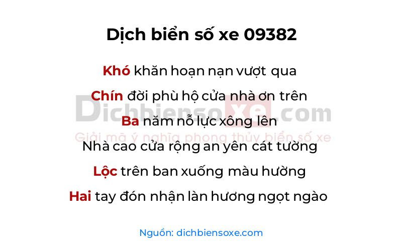 Dịch thơ biển số 09382