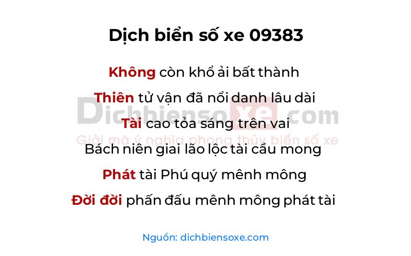 Dịch thơ biển số 09383