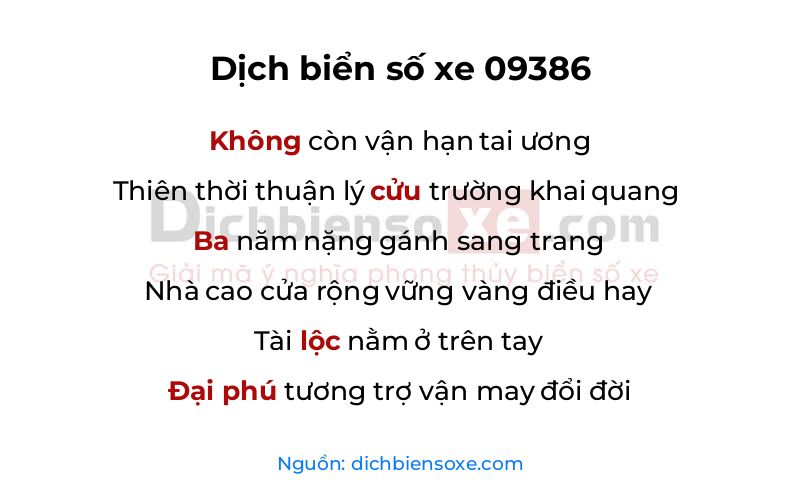 Dịch thơ biển số 09386