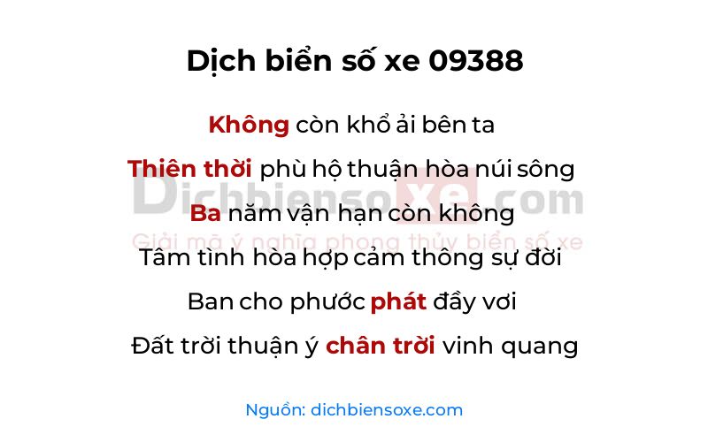 Dịch thơ biển số 09388