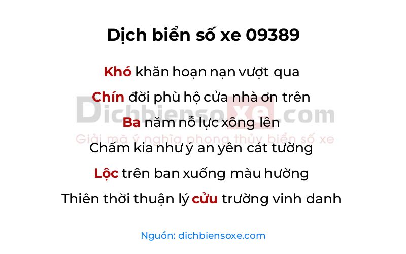 Dịch thơ biển số 09389