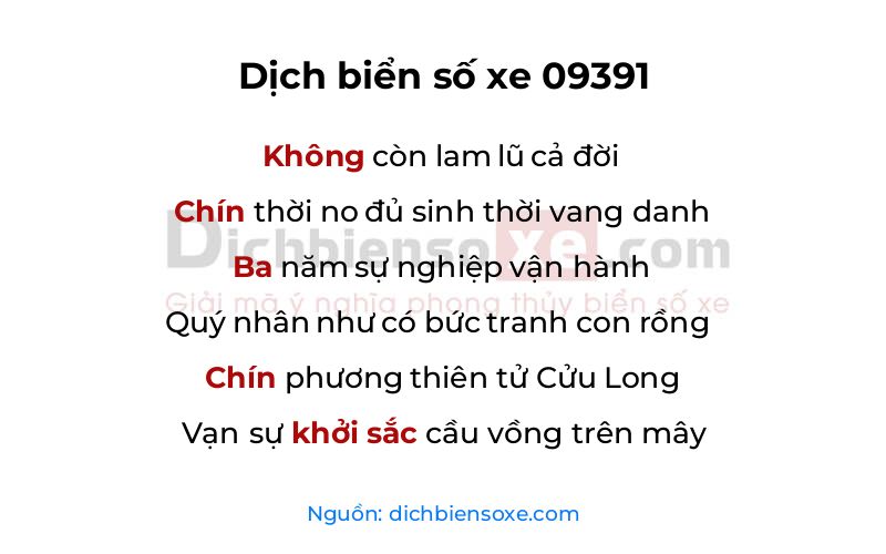 Dịch thơ biển số 09391