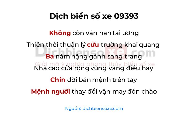 Dịch thơ biển số 09393