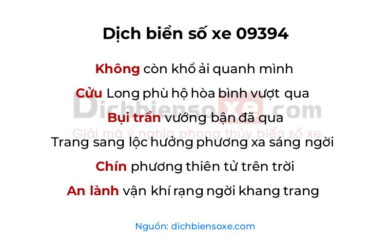 Dịch thơ biển số 09394
