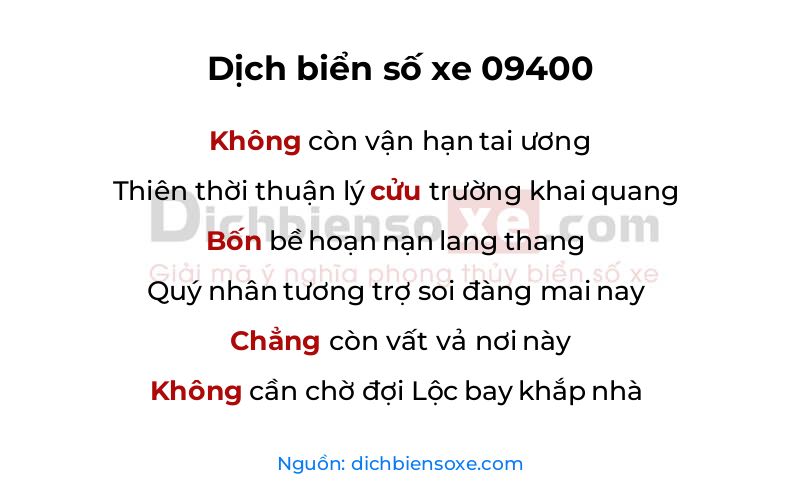 Dịch thơ biển số 09400