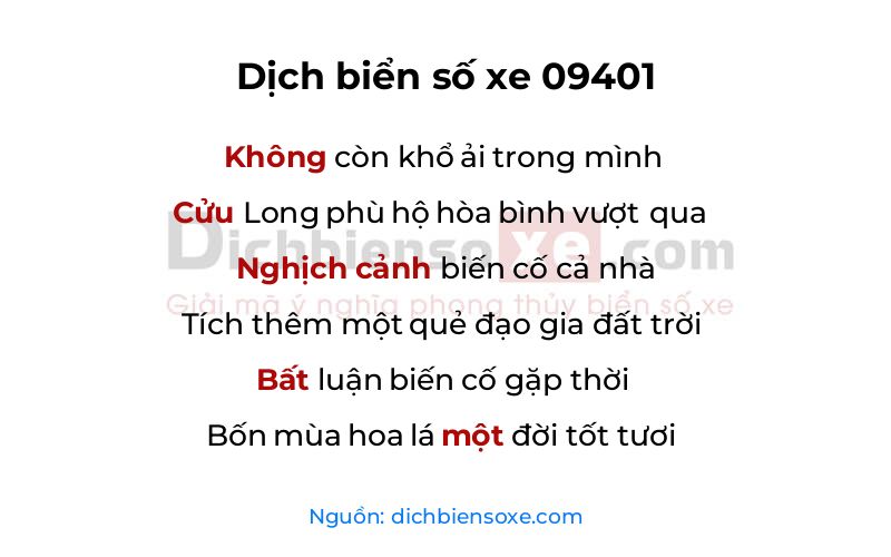 Dịch thơ biển số 09401