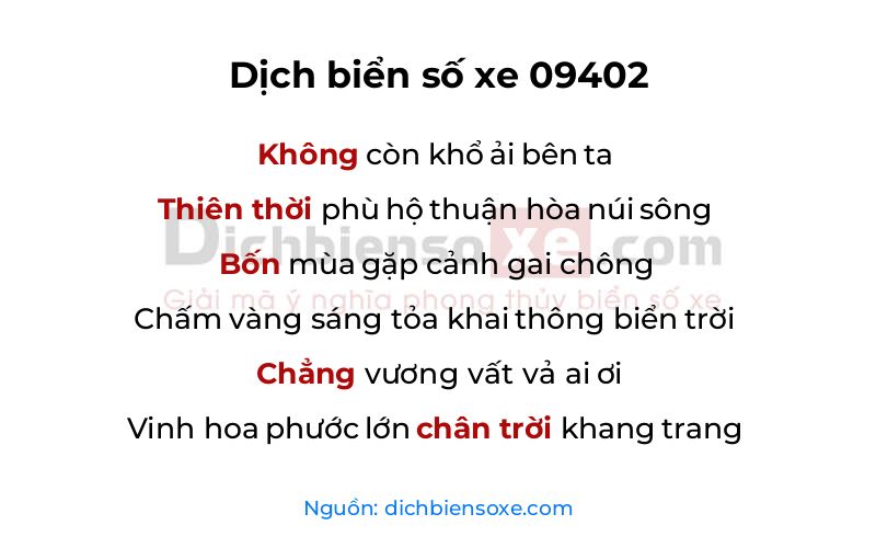 Dịch thơ biển số 09402