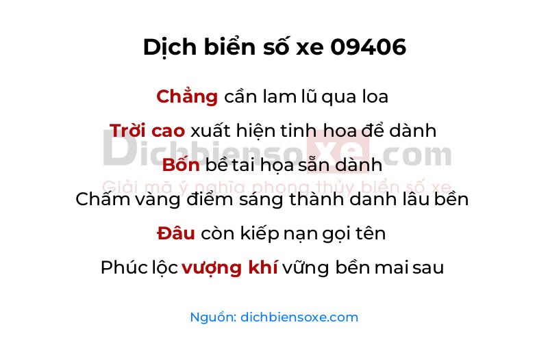 Dịch thơ biển số 09406