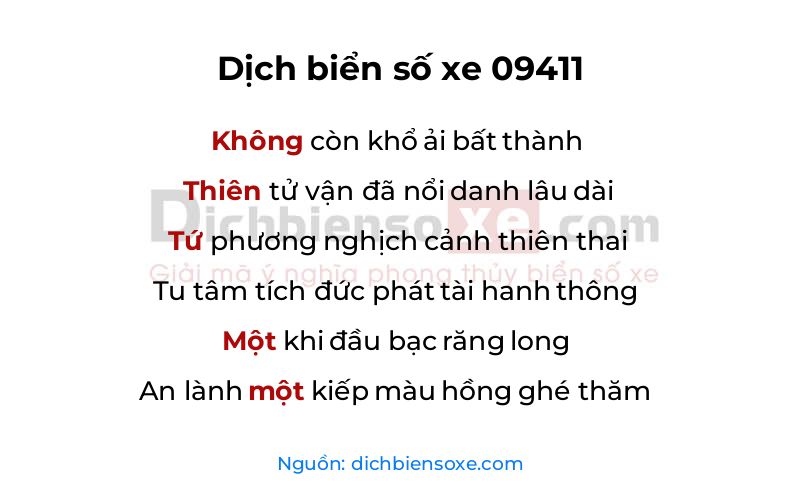 Dịch thơ biển số 09411