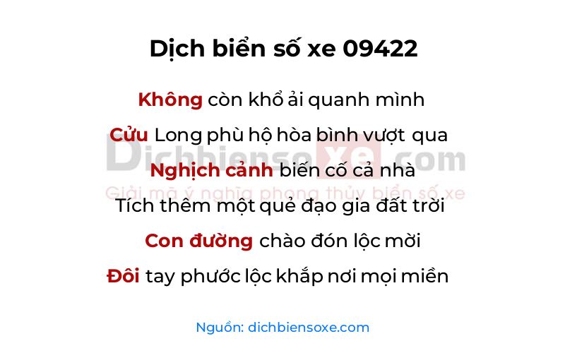 Dịch thơ biển số 09422