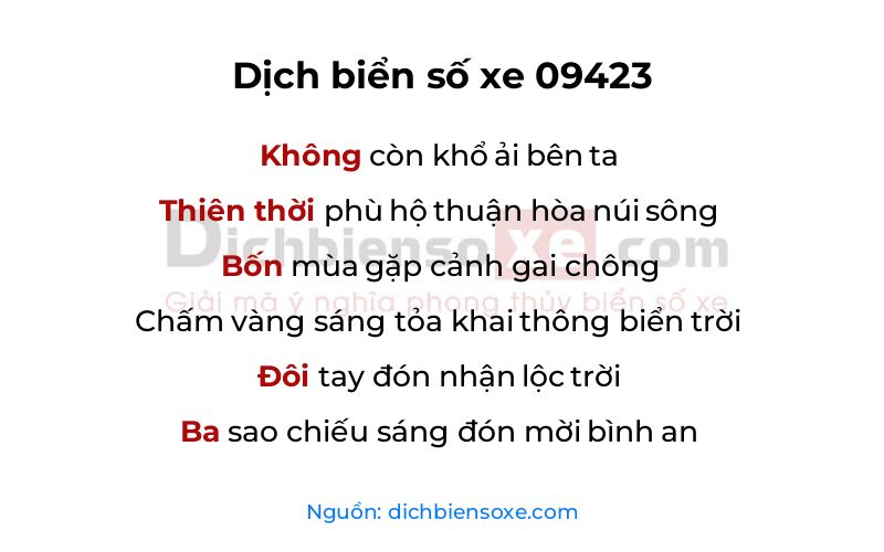 Dịch thơ biển số 09423