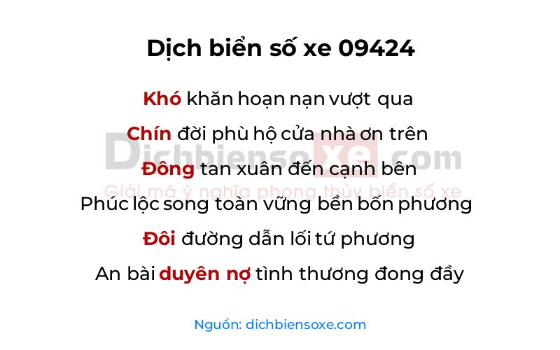 Dịch thơ biển số 09424