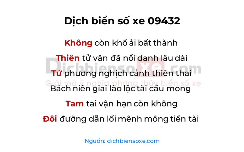Dịch thơ biển số 09432