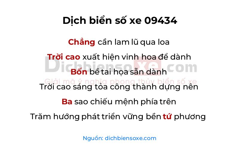 Dịch thơ biển số 09434