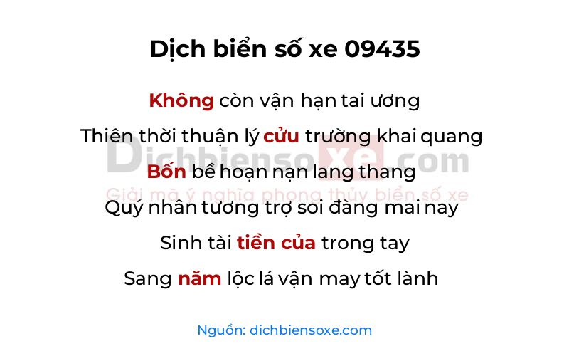 Dịch thơ biển số 09435