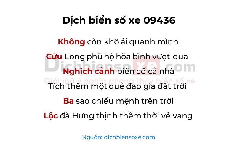 Dịch thơ biển số 09436