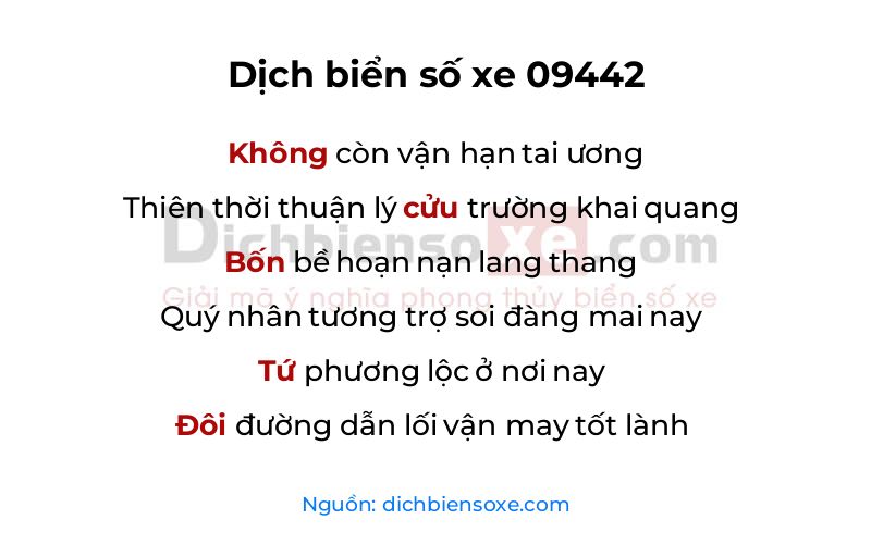 Dịch thơ biển số 09442