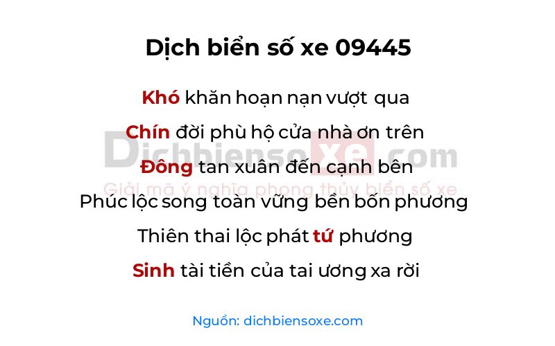 Dịch thơ biển số 09445