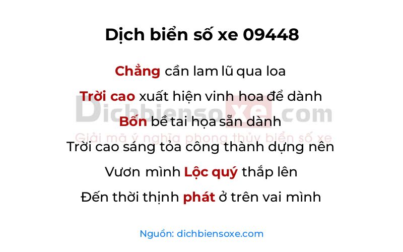 Dịch thơ biển số 09448
