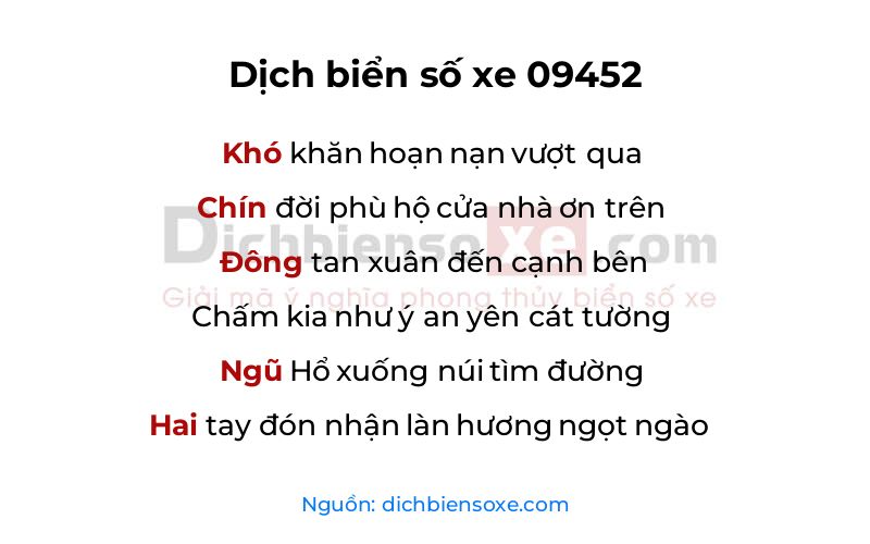 Dịch thơ biển số 09452