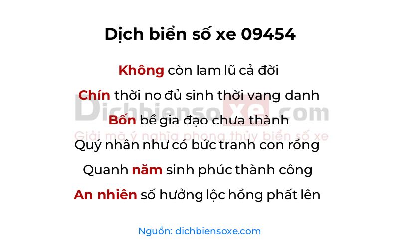 Dịch thơ biển số 09454