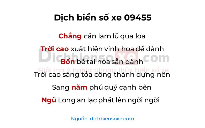 Dịch thơ biển số 09455