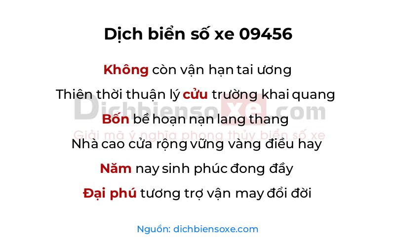 Dịch thơ biển số 09456