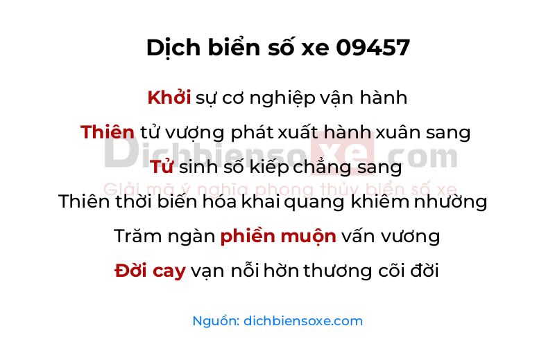 Dịch thơ biển số 09457