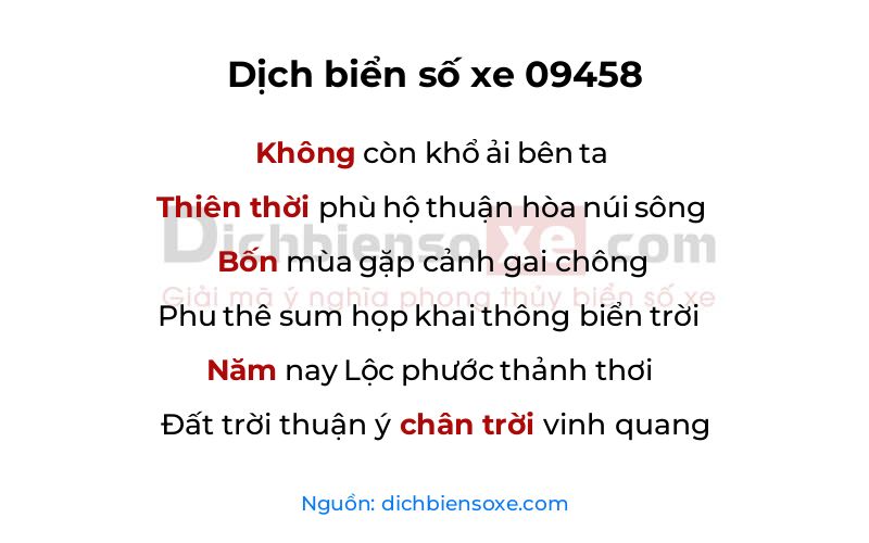 Dịch thơ biển số 09458