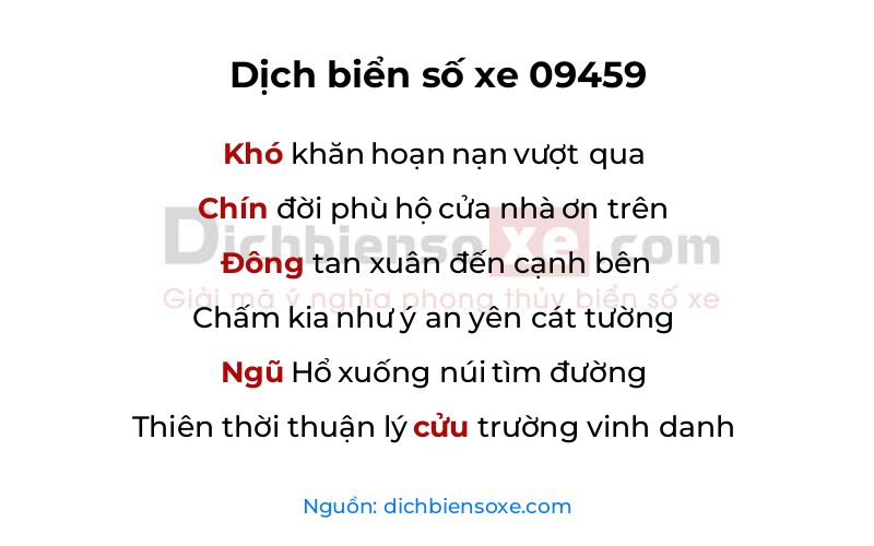 Dịch thơ biển số 09459