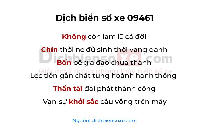 Dịch thơ biển số 09461