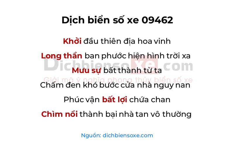 Dịch thơ biển số 09462