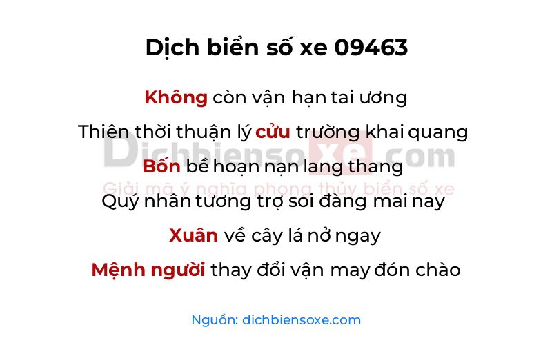 Dịch thơ biển số 09463