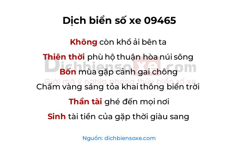 Dịch thơ biển số 09465