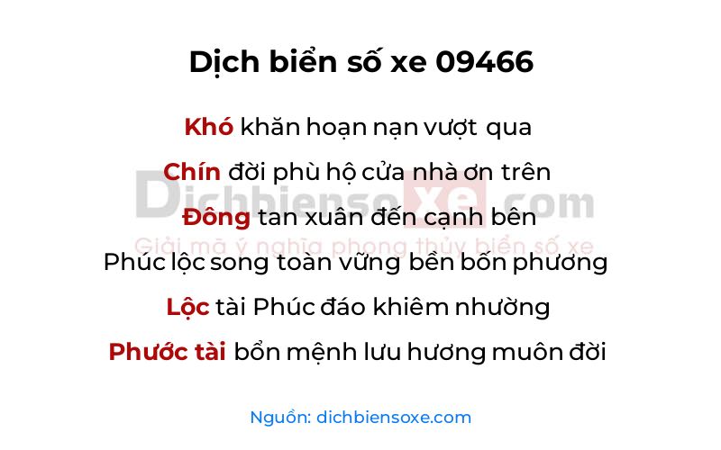 Dịch thơ biển số 09466