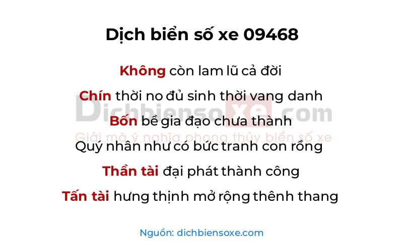 Dịch thơ biển số 09468