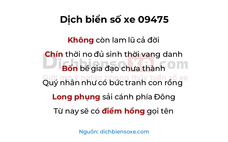 Dịch thơ biển số 09475