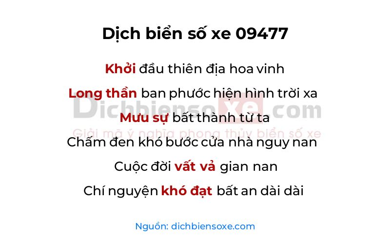 Dịch thơ biển số 09477