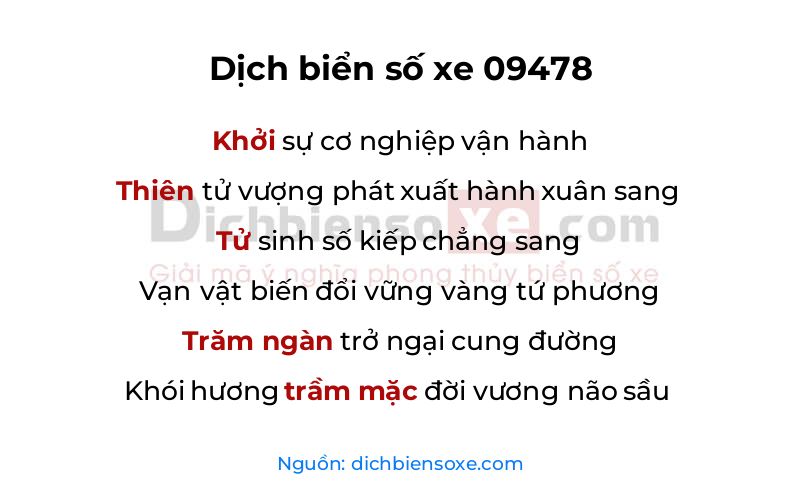 Dịch thơ biển số 09478